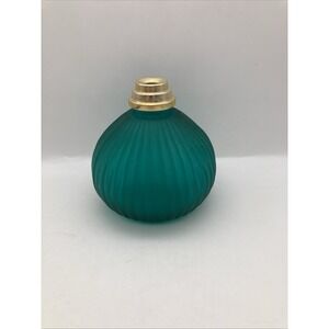 Lampe Berger Satin Ribbed Teal Green Glass Oil Fragrance Lamp Diffuser ***Read**